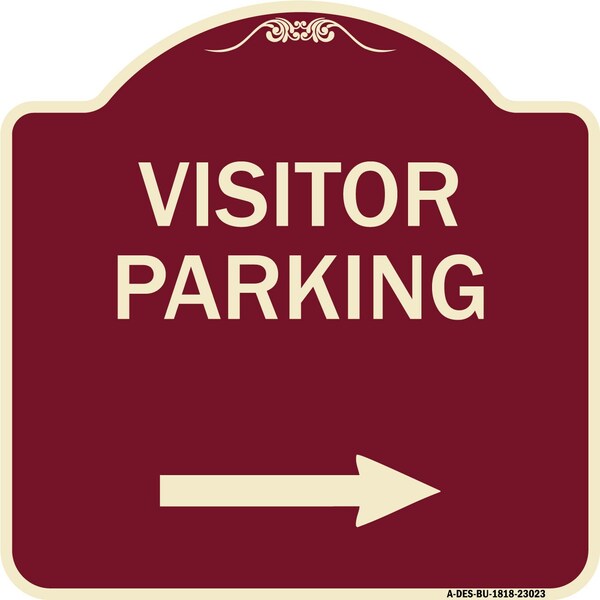 Reserved Parking Visitor Parking Arrow Pointing Right Heavy-Gauge Alum, 18" x 18", BU-1818-23023